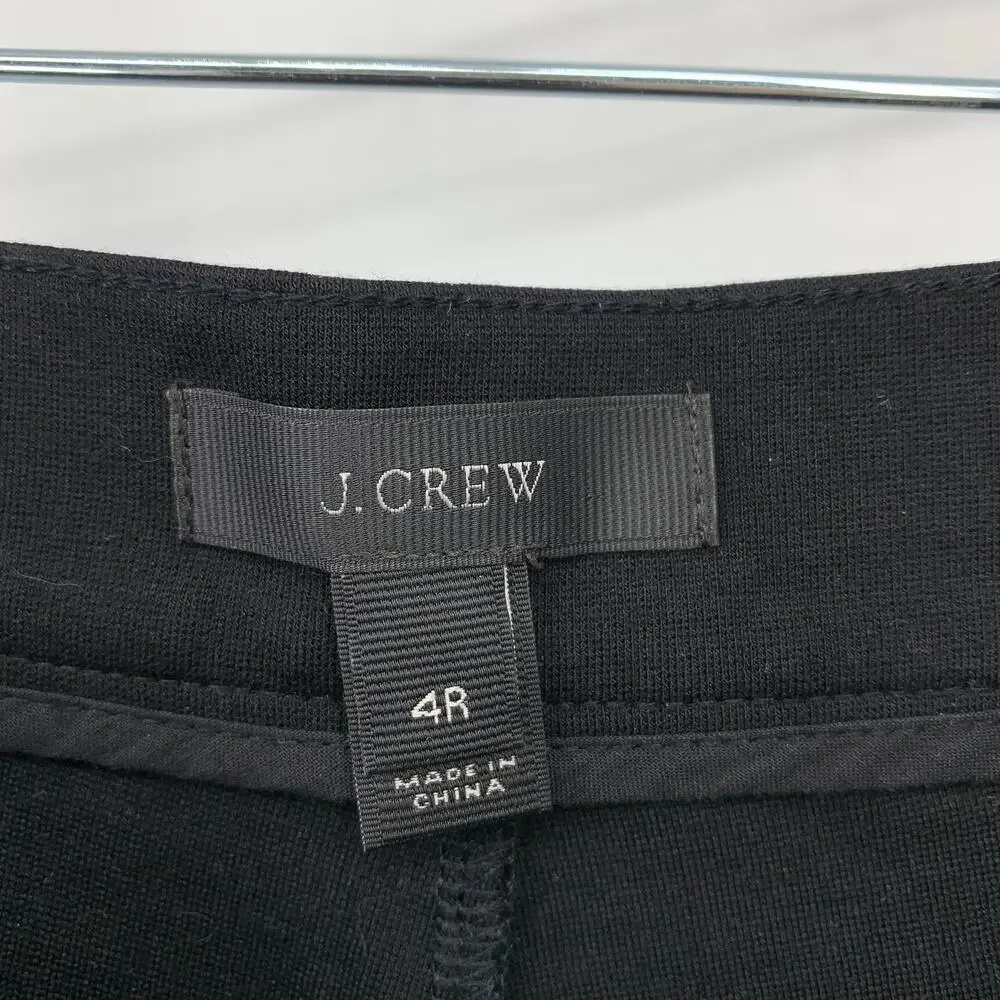 J. Crew Pixie Ponte Skinny Pant Womens Size 4 Zipper Details Black Snap Front